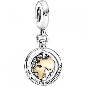 Pandora Silver and Gold Spinning Globe Charm