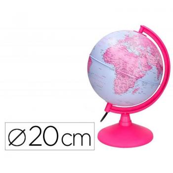 Globo terráqueo Liderpapel con luz físico y político diámetro 20 cm color rosa