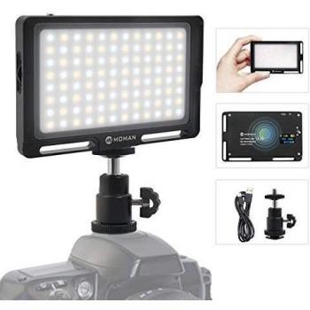Luz Cámara, Moman ML8 Antorcha LED Vídeo con Difusor, Reflex Foco Fotografia con Función Power Bank, Regulable 2500K-9000K, TLCI/CRI 98+, 190g, Cable Tipo C Incluido, para Sony Canon Nikon DSLR