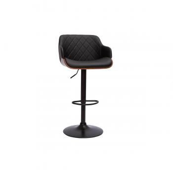 Taburete de cocina regulable negro con madera oscura Lucien