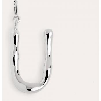 Charm Singularu Letter XL - Colgante Inicial en Latón con Acabado Baño de Rodio - Colgante Letras A - Z - Charm Combinable con Collar - Joyas para Mujer