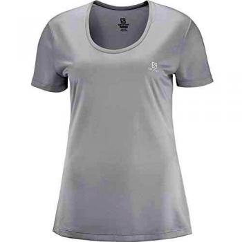 SALOMON Agile SS tee Camiseta Deportiva de Manga Corta, Mujer, Gris Claro