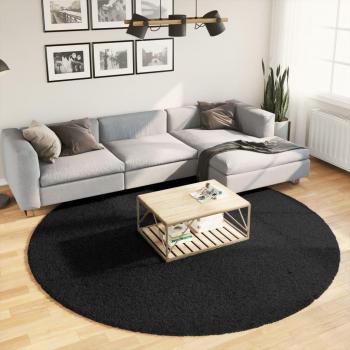 Alfombra Shaggy PAMPLONA Long Sleeve Modern Negra Ø 240 cm