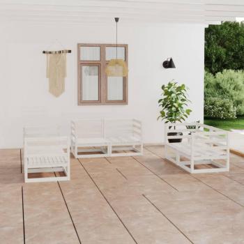 vidaXL Set de salón de jardín de 6 piezas blanco madera maciza de pino