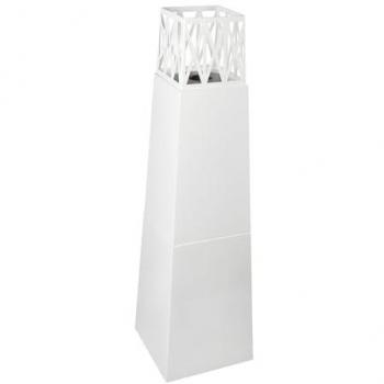 Kekai Biochimenea de Suelo Mauna Loa 40x40x145 cm con Quemador de Acero Inoxidable, Accesorio Apagallamas y Diseño de Rejilla, Color Blanco