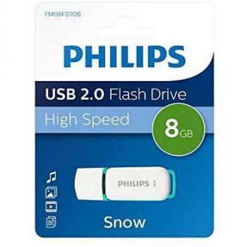Philips FM08FD70B/10 Snow Series USB 2.0 Flash Drive 8GB Turquesa, Blanco
