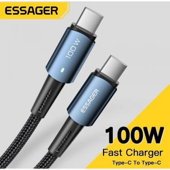 Cable USB Tipo C Essager 100W 60W PD QC 4.0 3.0 de carga rápida para MacBook Pro, Samsung y Xiaomi, longitud de 2m