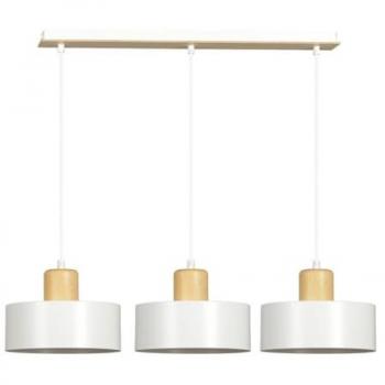 Lámpara de Suspensión Torin EPIKASA, Acero con recubrimiento de polvo y Madera, Blanco, 80x100x25 cm