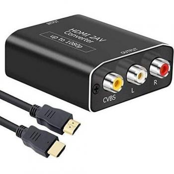 AMANKA HDMI a AV Adaptador Conversor de Señal Mini 1080P 3RCA CVBS Compuesto Video Audio Convertidor Apoyo PAL/NTSC para PC Laptop Wii Xbox PS3 PS4 TV STB VHS BLU-Ray DVD