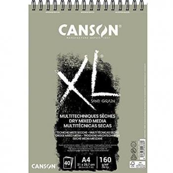Canson XL Touch Arenoso 160g Álbum Espiral A4 40H Gris