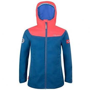 Chaqueta de Trekking Impermeable para Niñas Trollkids Bergen Azul/Rosa