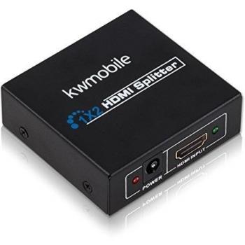 kwmobile Full HD 1080p HDMI Splitter, 3D Ready, 1 entrada en 2 puertos, incluye cargador