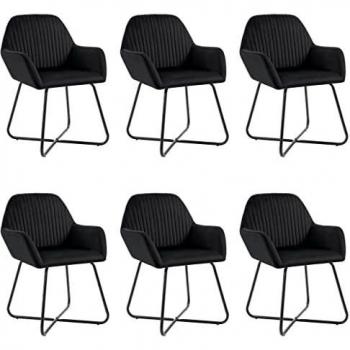 Velvet Dining Chairs Set of 6 - Black