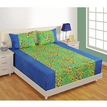 Reina Tamaño de algodón estampada la hoja de cama de la India 90 x 108 pulgadas y funda de almohada de 20 x32 Set