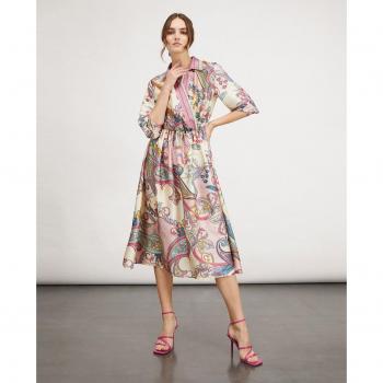 Vestido estampado con cuello de cachemir y escote cruzado
