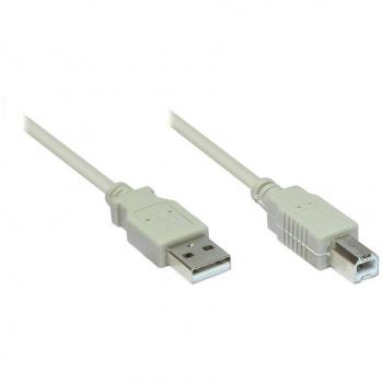 Cable USB 2.0 A-B de 3m, macho a macho, color gris