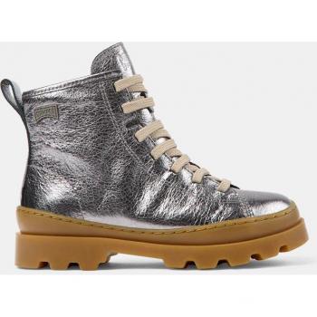 Botines de niña Camper K900179-020 Brutus en piel grises con cordones y suela dentada