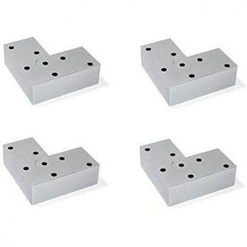 Emuca - Patas para mueble, pies de plástico para muebles gris metalizado, pack de 4 patas alto 24 mm