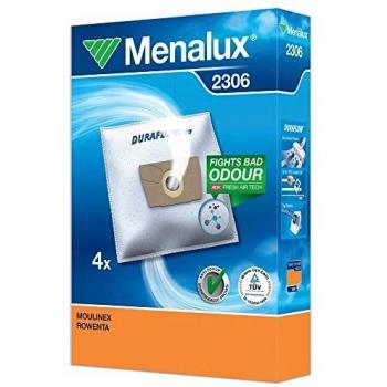 Menalux 2306 - Pack de 4 bolsas sintéticas para aspiradoras Rowenta Compact Power, Silence Force, Silence Force Compact, Silence Force Extreme, Silence Force Extreme Compact, Spaceo y X-Trem Power