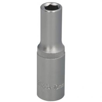 Llave Vaso 1/2 Hexagonal Larga 10 mm de Acero Cromo Vanadio con Aristas Redondas - Perfil de 6 Caras