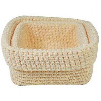 Jocca Ganchillo cestas de Almacenamiento, Juego de 2, Polipropileno, Multicolor, 21 x 8 x 6 cm