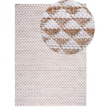 Alfombra Beige Mezcla de Yute y Algodón 140 x 200 cm Patrón Geométrico Tejida a Mano Tunceli