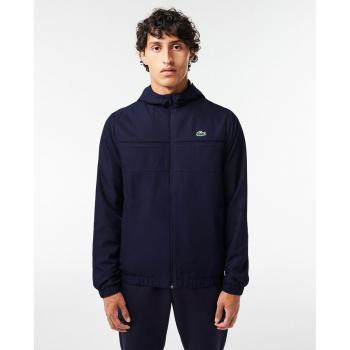 Chaqueta Sport de fibra reciclada con capucha y cremallera Lacoste en azul marino - XXL