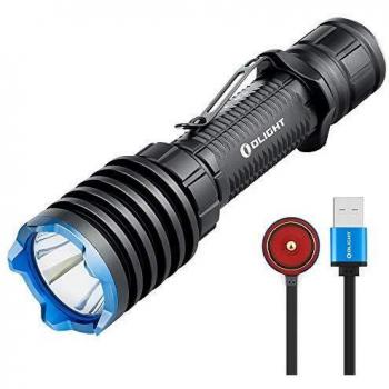 OLIGHT Warrior X Pro LED Linterna Táctica Recargable Lámpara Militar Linterna de Alta Potencia USB 2100 Lúmenes 500 Metros Textura de superficie irregular IPX8 Ideal para Caza, Búsqueda y Rescate