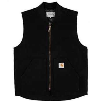 Carhartt WIP Classic Black Rinsed Men's Vest - Size S - 100% Cotton Shell, 100% Polyester Lining