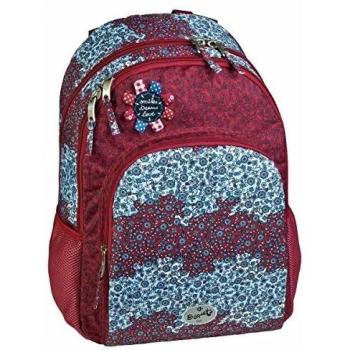 Mochila escolar doble Busquets Folk con espaldera acolchada y tres cremalleras