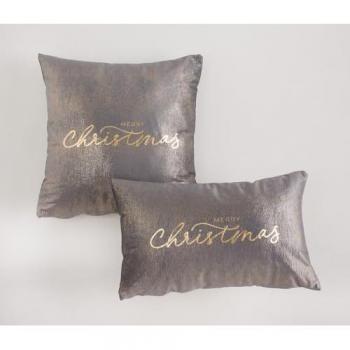 Pack 2 Fundas de Cojín Terciopelo Navideño Or Acero 45x45 + 50x30cm - Decoración