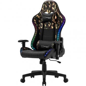 Silla Gaming Ergonómica Camuflaje con Iluminación LED RGB y Altavoces Bluetooth Ajustable
