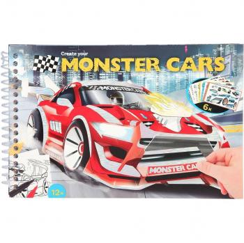 Cuaderno de Colorear con Pegatinas Monster Cars