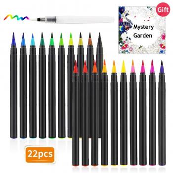 TOPERSUN Rotuladores Pincel 20 Rotuladores Acuarelables y 1 Pincel de Agua para Colorear Dibujar Cómic Caligrafía Diseño de Letras