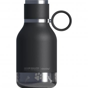 Botella Térmica de Acero Inoxidable 1L con Cuenco para Perros - Negra