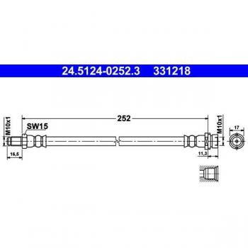 Latiguillo de freno ATE 24.5124-0252.3, tipo: latiguillo de freno, características: fabricado por ATE, número de referencia 24.5124-0252.3,
