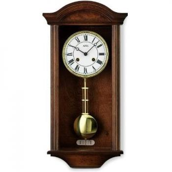 Reloj de pared mecánico AMS 614/1 con caja de madera de aliso para comedor y sala de estar