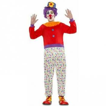 Disfraz de Payaso con Lunares para Niño Viving Costumes, incluye un traje colorido con lunares, gorro a juego y detalles divertidos, talla 5-6 años