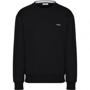 Valentino Men's Black Logo-Print Cotton Sweatshirt - Size Small