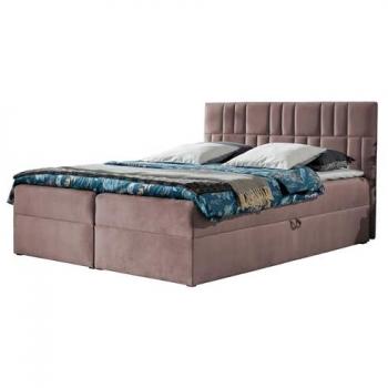 Cama Continental Baltimore 143 con Tapiz Rosa, Somieres y 2 Cajones de Almacenamiento, Dimensiones 208 x 124 x 103 cm