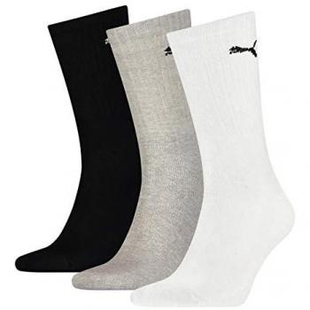 Calcetines Puma Crew Ligero Pack 3 Unidades Blanco Gris Negro Unisex Talla 43-46