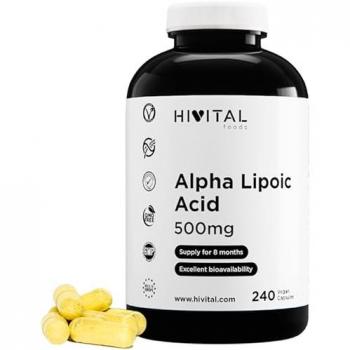 Ácido Alfa Lipoico (ALA) 500 mg - 240 cápsulas veganas - Antioxidante que ayuda a reducir la inflamación, frena el envejecimiento, y mejora la energía y el sistema nervioso