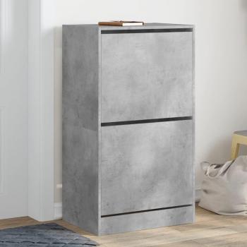 Zapatero 2 cajones abatibles hormigón gris 60x42x108 cm