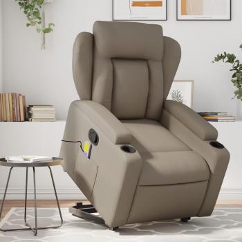 Sillón de masaje reclinable Cappuccino Simile, sillón reclinable con función de masaje, tapizado en cuero artificial color capuchino, características incluyen reposabrazos acolchados, respaldo ajustable y soporte para pies