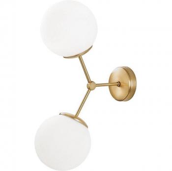 Aplique de pared WellHome, estructura de metal color amarillo y blanco, dimensiones 28x15x44 cm, casquillo 2 x E27, potencia máxima 40 W