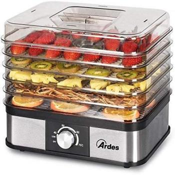 Deshidratador de Alimentos Ardes AR1K15 Jessica, 245W, 5 Niveles Lavables, Temperatura Regulable, Acero Inoxidable Transparente