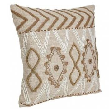 Cojín Romimex Bordado Crema 45 x 8 x 45 cm con cuentas de madera