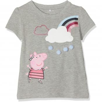 NAME IT Nmfpeppapig Tia SS Top LIC Camiseta, Gris Grey Melange, 92 para Bebés