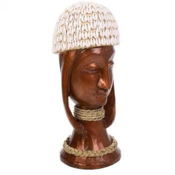 Figura Cabeza Marrón 16x17,5x40h Cm - Diseño Moderno