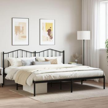 Cama con cabecero de metal negro 200x200 cm